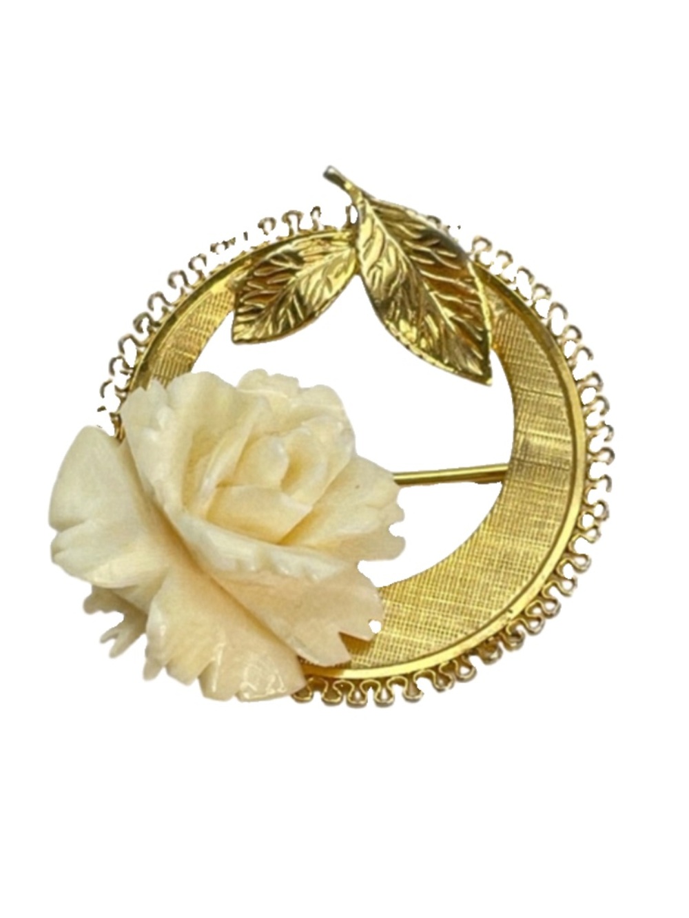 12 k Gold Filled Rose Wreath Brooch Signed TOR